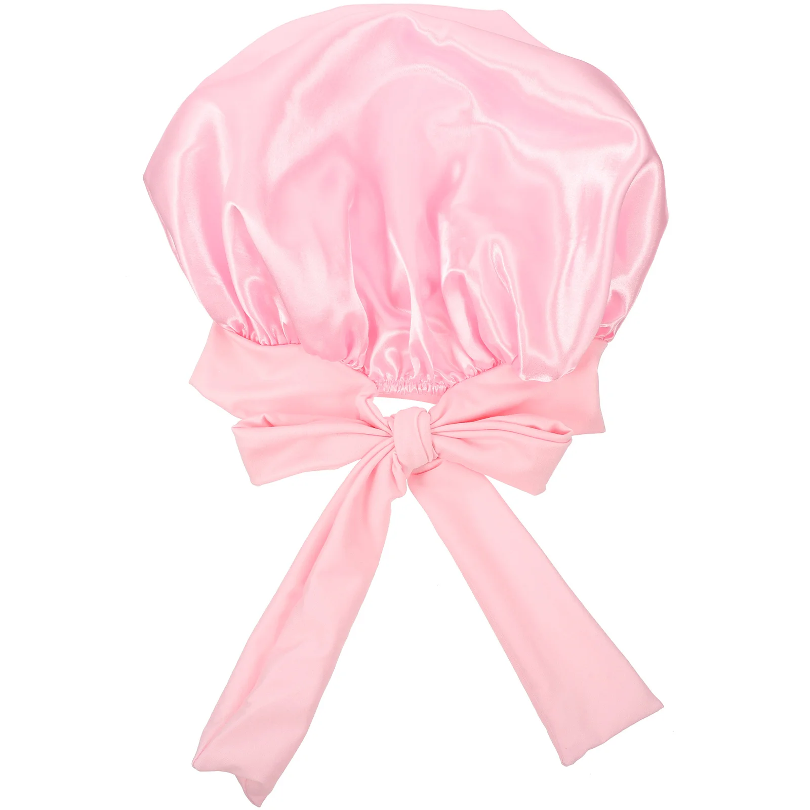 

Elastic Satin Sleeping Bonnet Large Hair Cover Soft Comfortable Night Hair Care Cap Satin Bow Bonnet Sleep Cap
