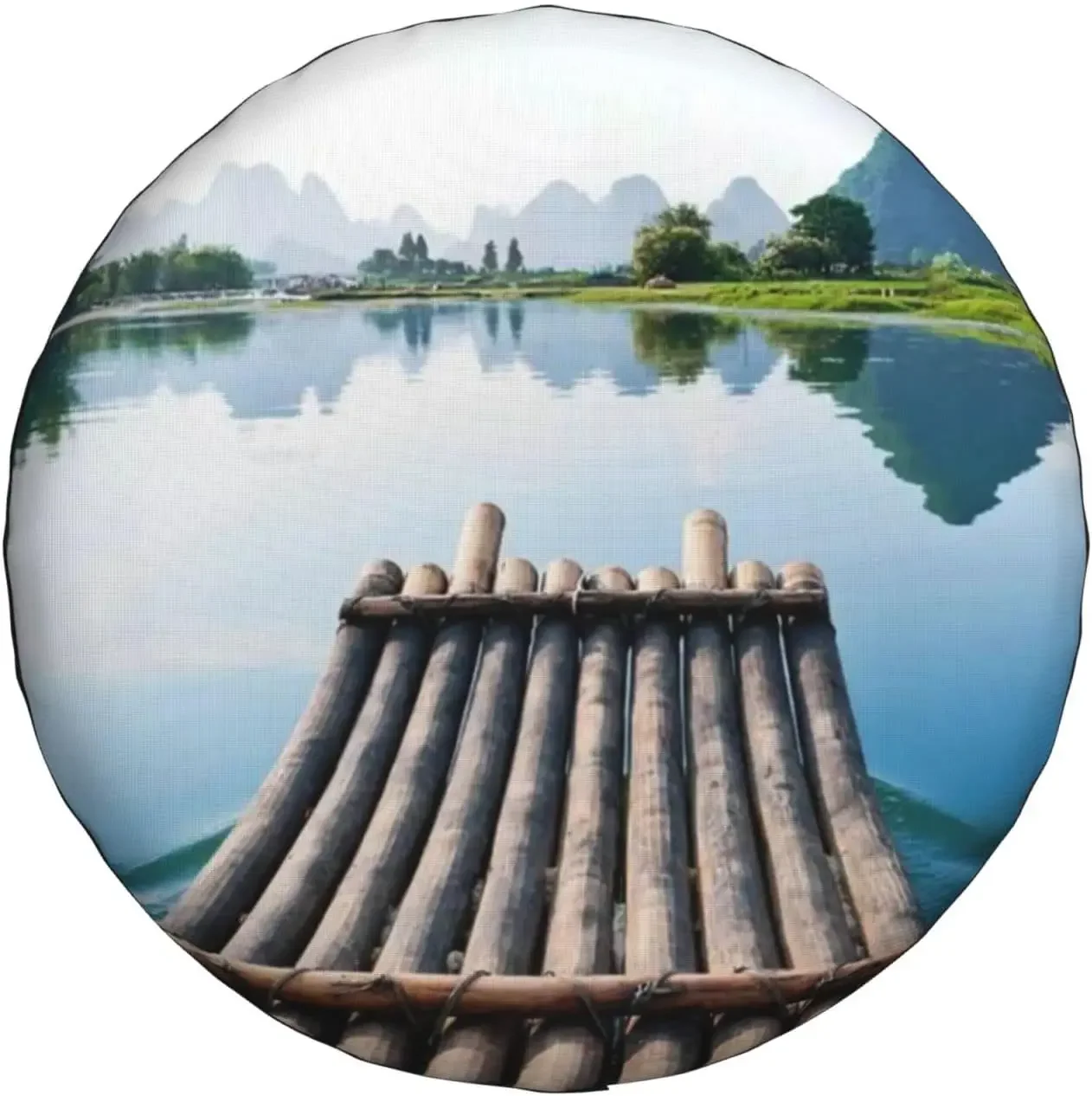 Ретро бамбуковый плот, чехол для запасного колеса, защита для колес, водонепроницаемый, универсальный, подходит для внедорожника, грузовика, кемпера, путешествий, кемпинга