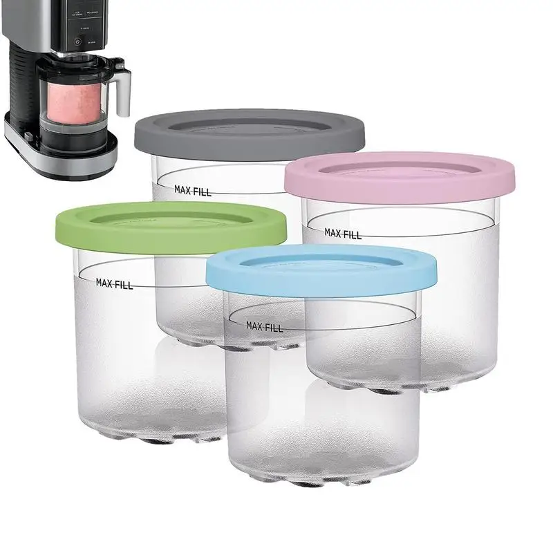 Reusable Ice Cream Pints For NC299AM C300s Series Ice Cream Maker Dishwasher Safe Leak Proof Containers Color Lids 4Pcs