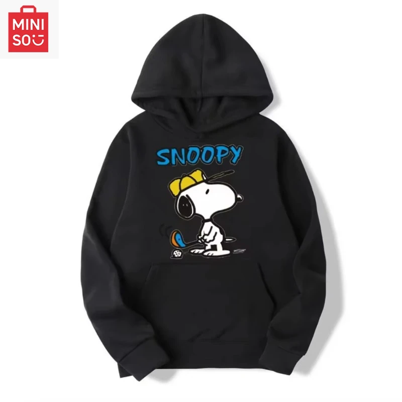 

MINISO new 2025 Snoopy print soft breathable pullover autumn home wear trendy and comfortable hooded sweatshirt for women