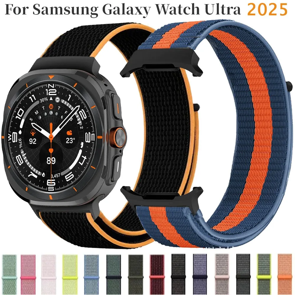 Nylon-Schlaufenarmband für Samsung Galaxy Watch Ultra 47 mm LTE Sport verstellbares Armband Armband Galaxy Watch 8-7 Ultra Band Correa
