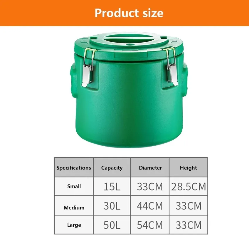 New Green Stainless Steel Insulated Cooler 3 Pcs Set Thermal Food Storage Warmer Box