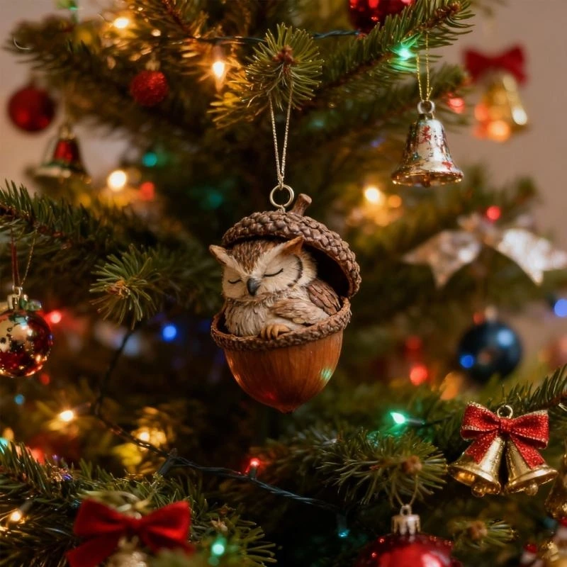 (قطعة واحدة) زينة عيد الميلاد من الأكريليك على شكل حيوانات مع توت أحمر، تعليق شجرة للمقصورة، عرض عطلة المزرعة