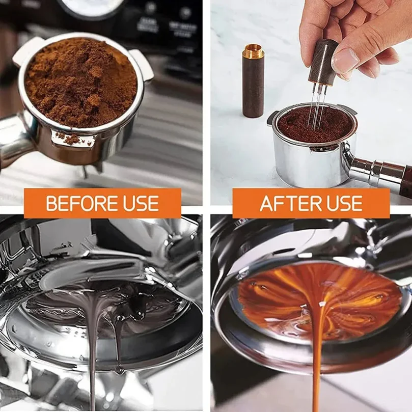 إبرة الموزع الفولاذ المقاوم للصدأ سدادة قهوة خلاطات الاسبريسو موزعات مستوي أدوات WDT مقهى النمامون باريستا اكسسوارات