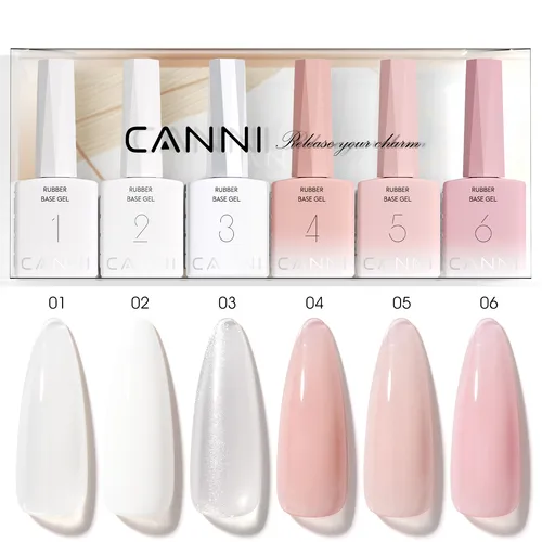 CANNI-Juego de esmalte de uñas en Gel, HEMA, sin TPO, gelatina, Color desnudo, Base de goma, Gel de construcción UV, semipermanente, remojo de uñas de Gel UV LED