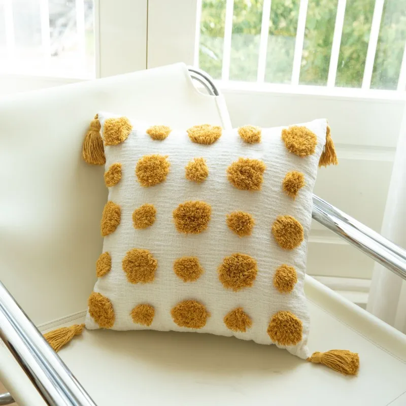 Boho Throw Cushion Cover 45x45 Jacquard Embroidery Tassel Square Headboard Pillowcase Home and Decoration Sofa Pillow Covers