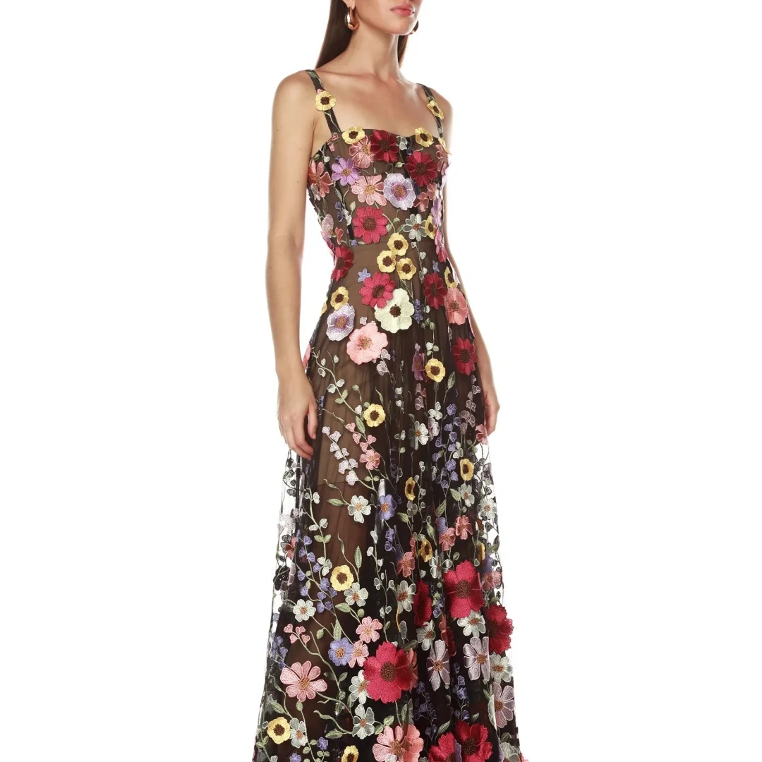 Amanda Aangepaste Applicaties Spaghetti Band Prom Dress Strapless vestidos de noche Backless Vloerlengte Formele Avond 2025