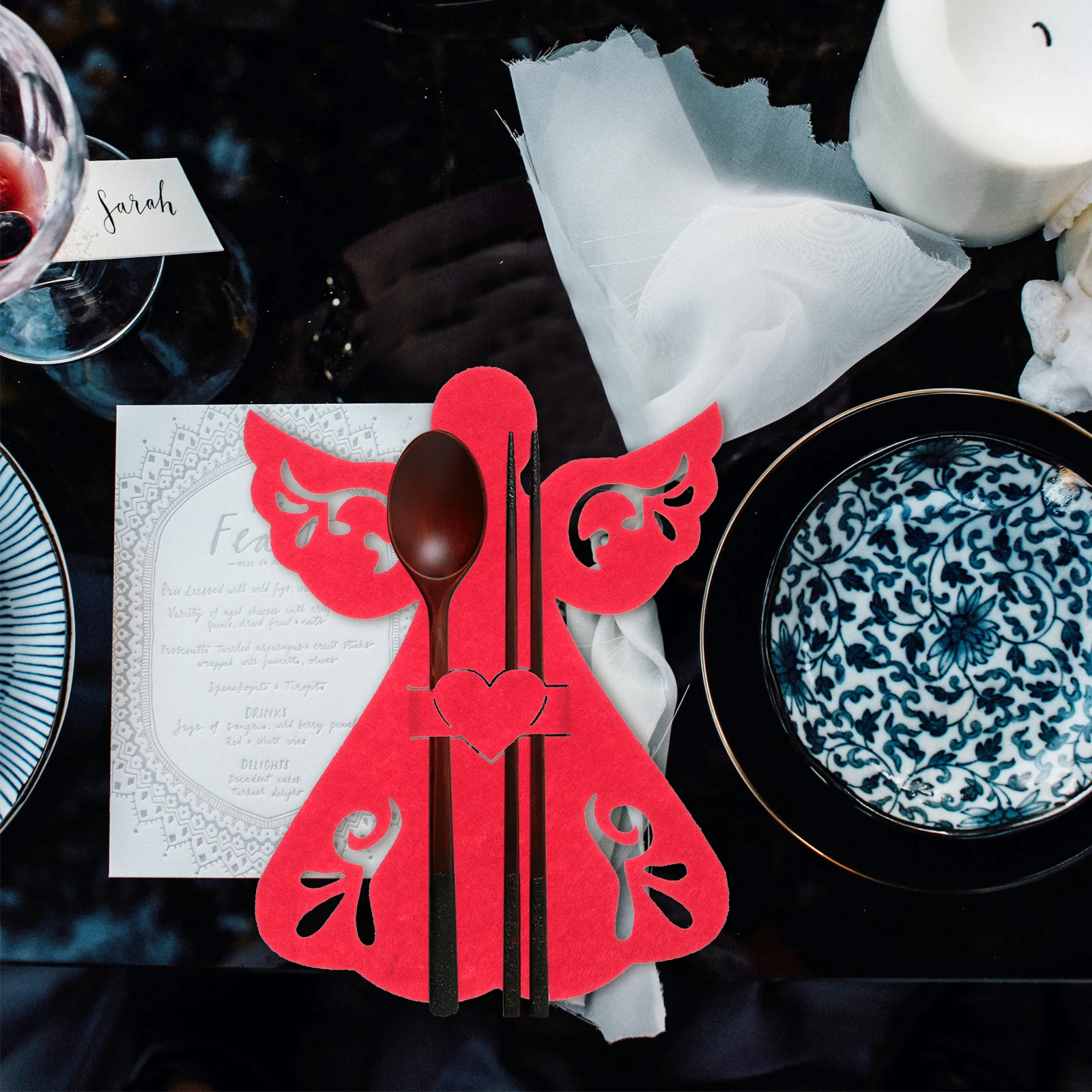 

8 Pcs Cutlery Fork Bag Tableware Dining Pouch Holder Christmas Decor Party Bags Cover Wedding