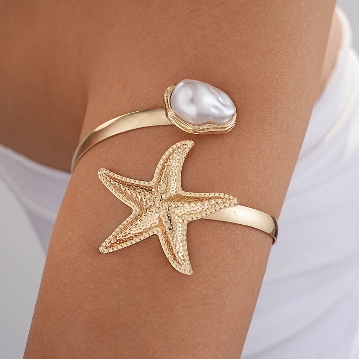 6-teiliges Set Boho Blumen-Seestern Spiral-Armreifen für Frauen Mehrschichtige Geometrische Verstellbare Armreifen Täglicher Schmuck Neu – Detail 5