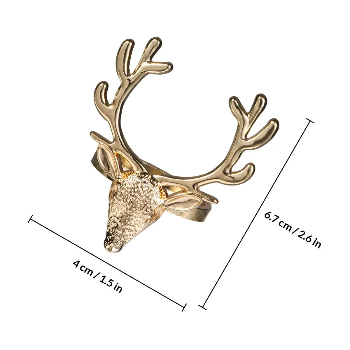 4Pcs Christmas Napkin Rings Deer Head Design Alloy Napkin Buckles Holiday Dinner Party Decor Table Supplies Deer Decor