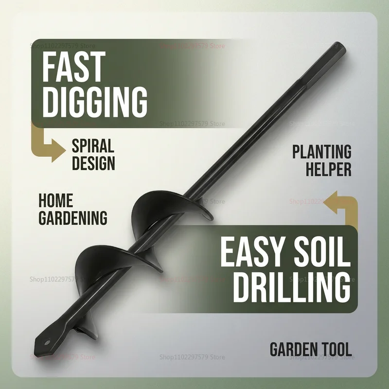 Detachable Spiral Ground Drill Bit Garden Planter Auger Tool For Soil Loosening Flower Planting Seedling Transplanting