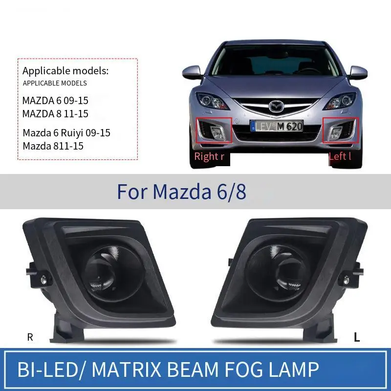 12V 35W 2 Inch Bi LED Fog Light Projector Lens 3000K 6000K Hi Lo Beam Car Fog Lamp Retrofit for Mazda 6 8 2009 - 2015