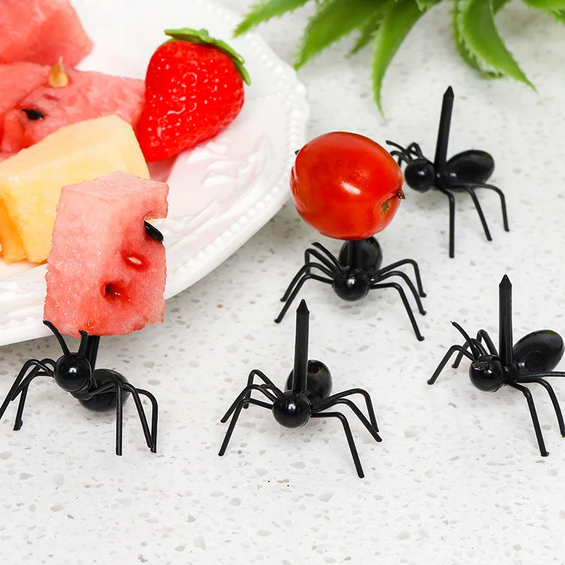 12Pcs Ant Fruit Fork Set Plastic Ant Toothpick Bento Stick Party Cake Snack Fork for Home DIY Table Decor Kid Lunch Accessories