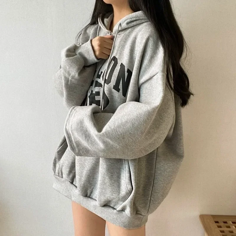 Baggy Korean Hooded Sweatshirt for Women Full Zip Up Woman Tops With Zipper Loose Hoodies Y2k Style Designer New In Clothing M E