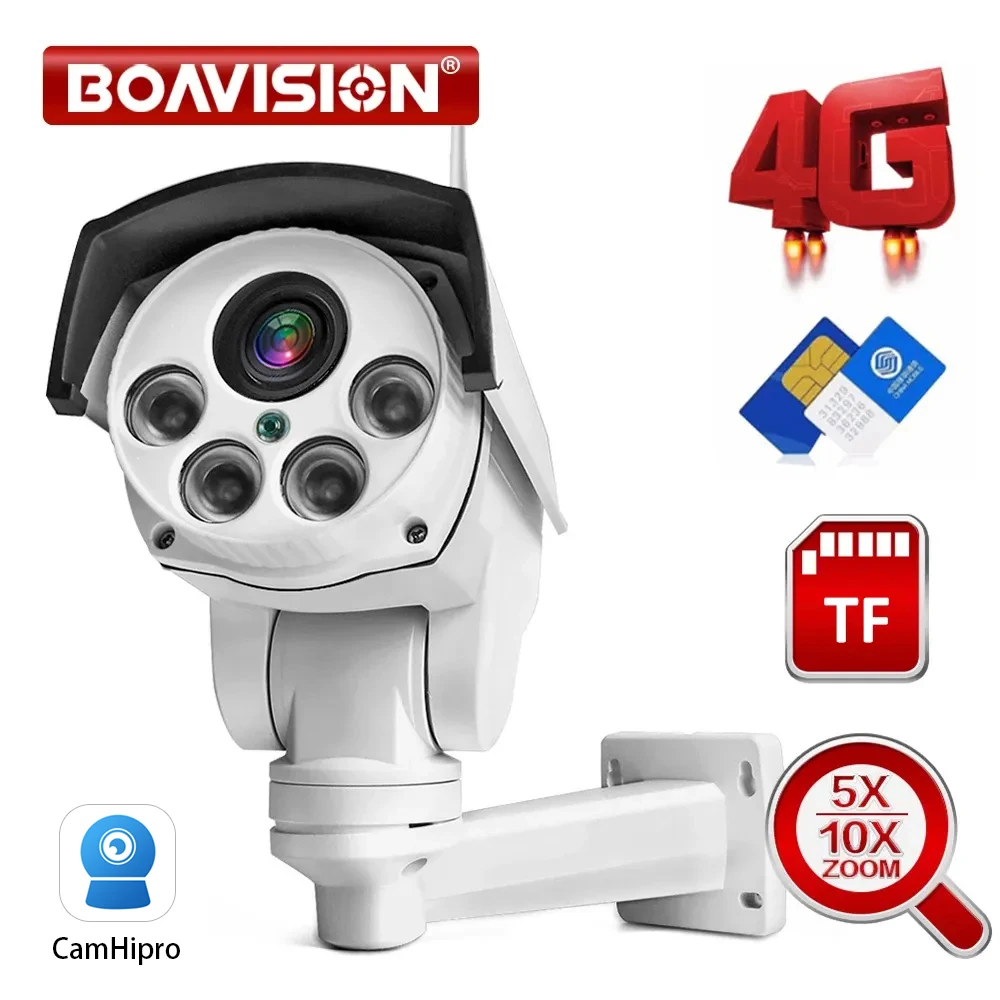 

1080P 3G 4G PTZ Camera Outdoor SIM Card Bullet Wireless Camera 5X / 10X Zoom Lens P2P Security CCTV Surveillance Camera