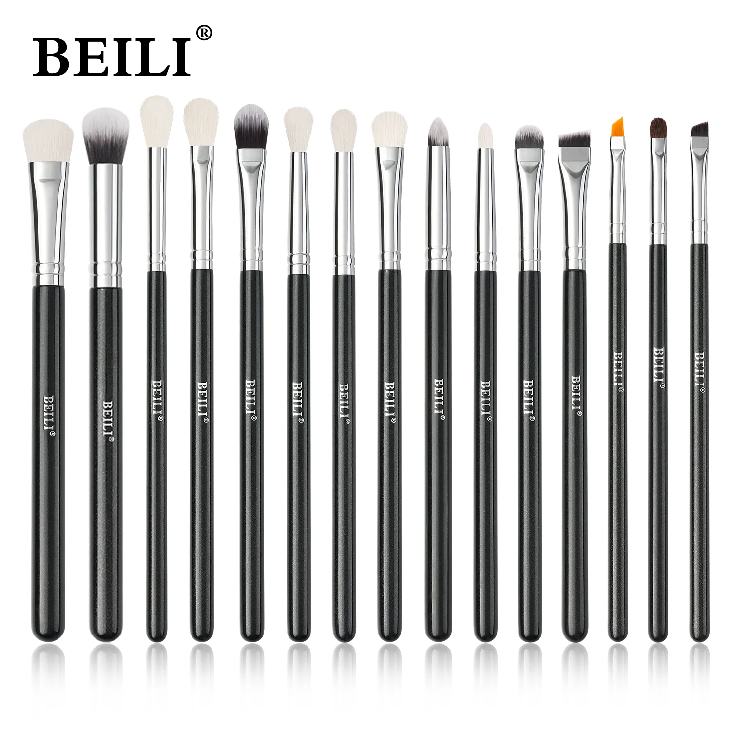 BEILI Schwarz 10-19-teiliges Make-up-Pinsel-Set aus natürlichem Kunsthaar, Lidschatten-Mischung, Eyeliner-Make-up-Pinsel-Set, Mohamed