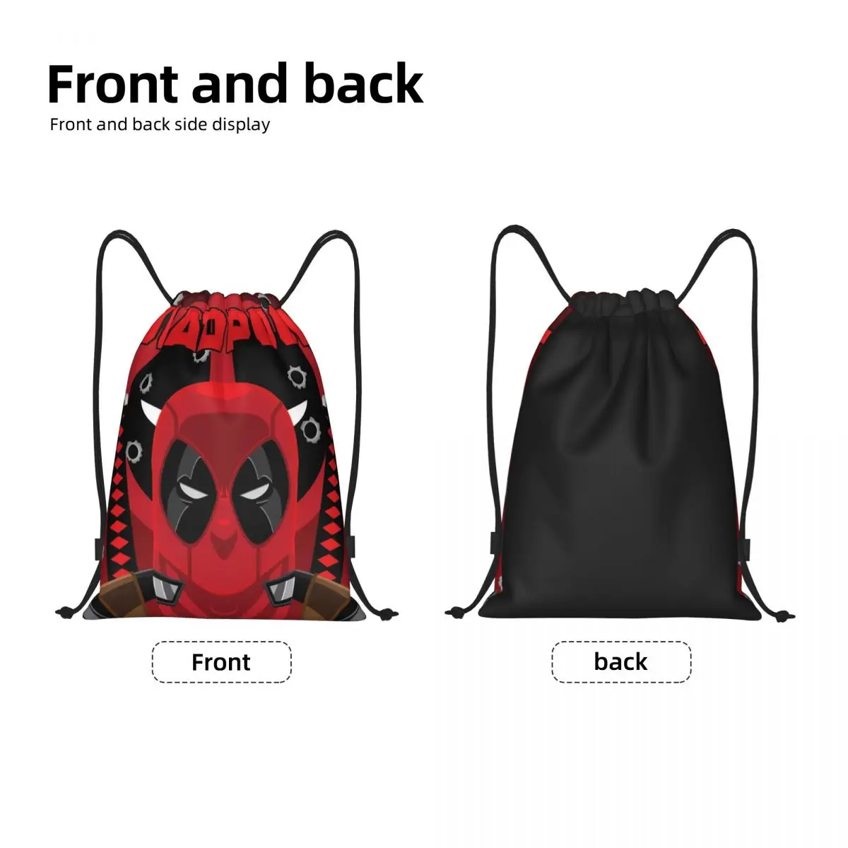 Custom Hero World Deadpool Drawstring Bags for Training Yoga Backpacks Men Women Sports Gym Sackpack