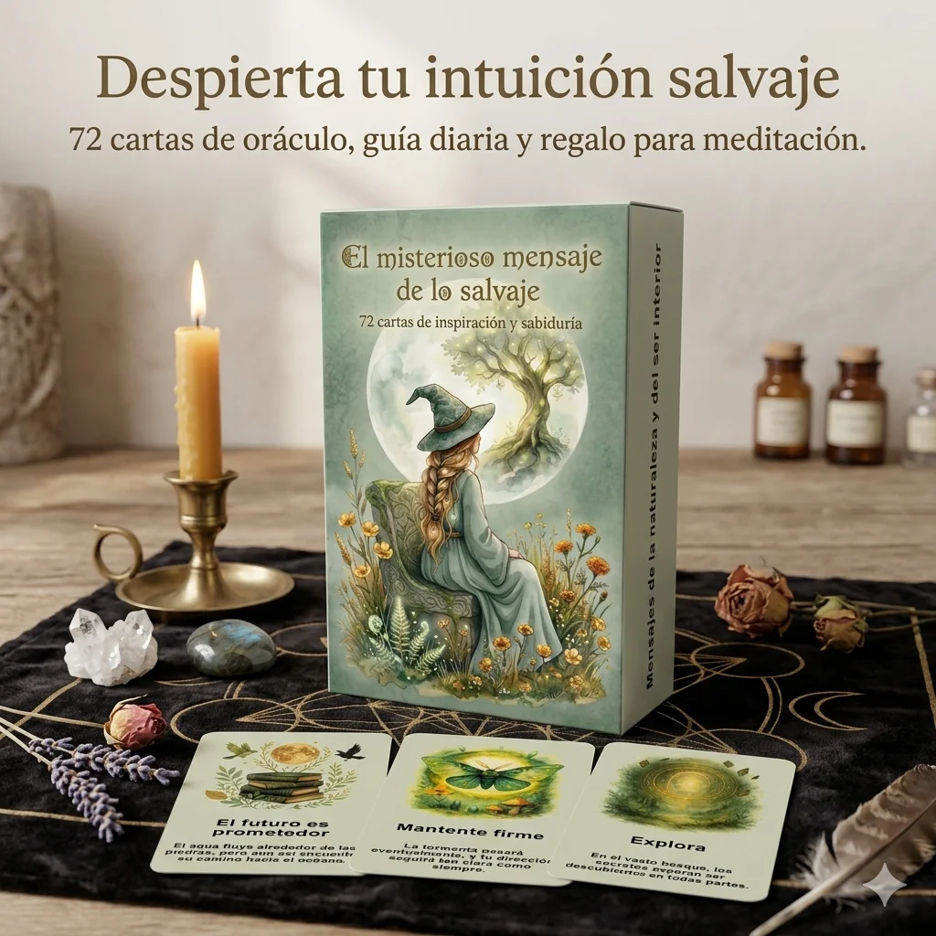 72 cartes Oracle espagnoles, jeu de tarot, outil de divination, messages mystiques sauvages et naturels, guide d'intuition spirituelle, cadeau de méditation