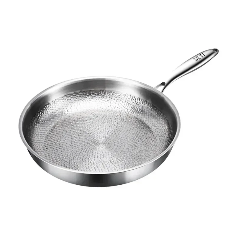 KENGQIANG Pure titanium frying pan uncoated non stick pan Fish scale hammer pattern Titanium alloy home wok kitchen cookware