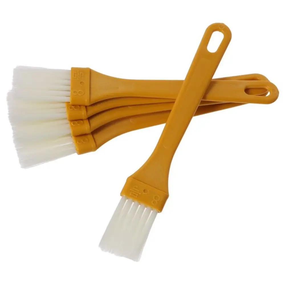 

5 Pcs Yellow Pastry Brush Heat Resistant Plastic Handle Food Brush Multi-purpose PET Silk Basting Brush for Cooking