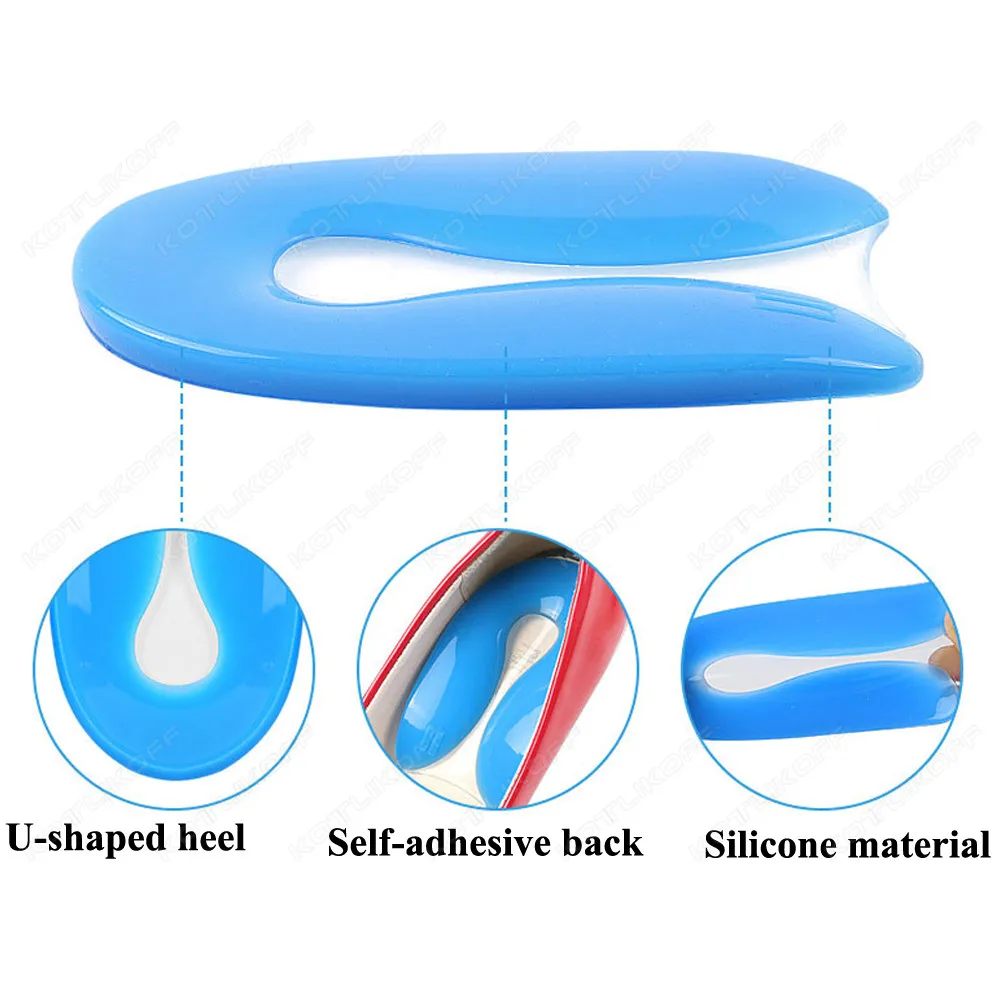 Silicone Gel Heel Pad Foot Pain Relief U-Shape Heel Cushion Inserts For Shoes Heel Spur Protector Plantar Fasciitis Insole