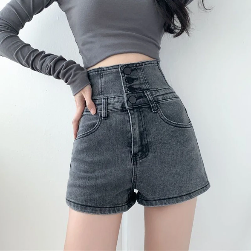 Bandage Shorts Dames Denim Hoge Taille Casual Zomer Koreaanse stijl Mager Studenten Eenvoudig All-match Mode Populair Elegant Chic