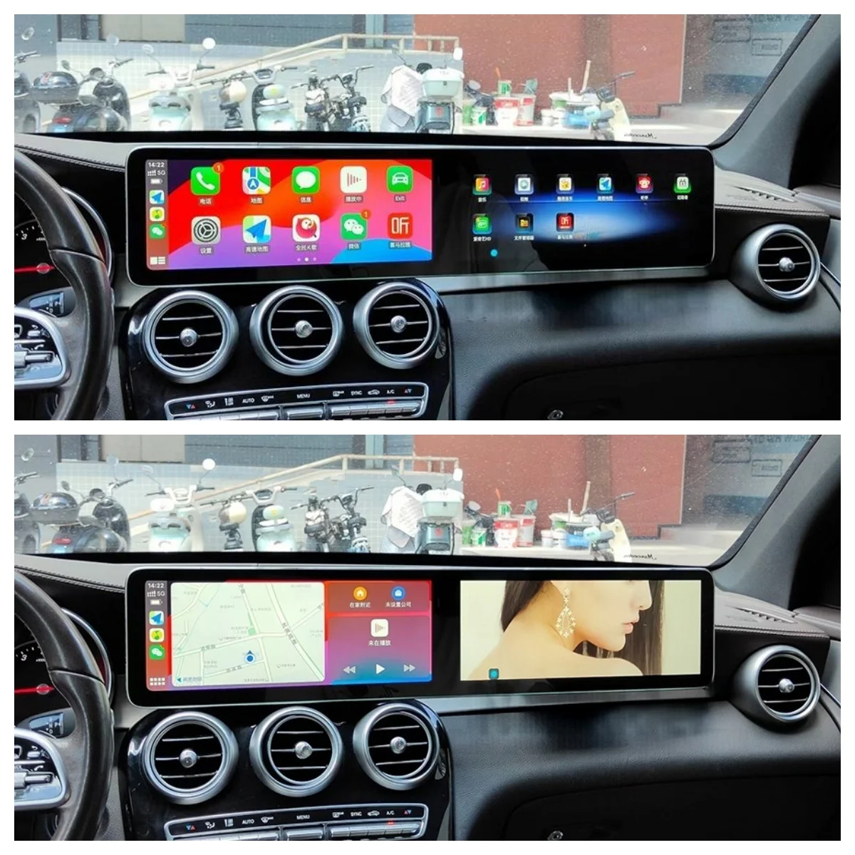AA For Benz C GLC NTG 5.0 5.5 6.0 2016-2022 GPS Car Multimedia Video Player Upgraded Interactive Dual Screen Android 13 CarPlay