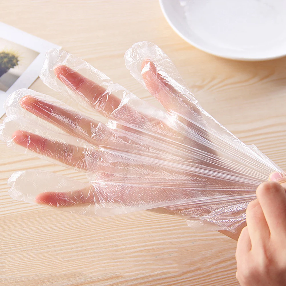 

20 Packs Plastic Gloves Large Size Kitchen Cleaning Food Protective Cover Disposable Gloves Hand Accessories Ambidextrous No