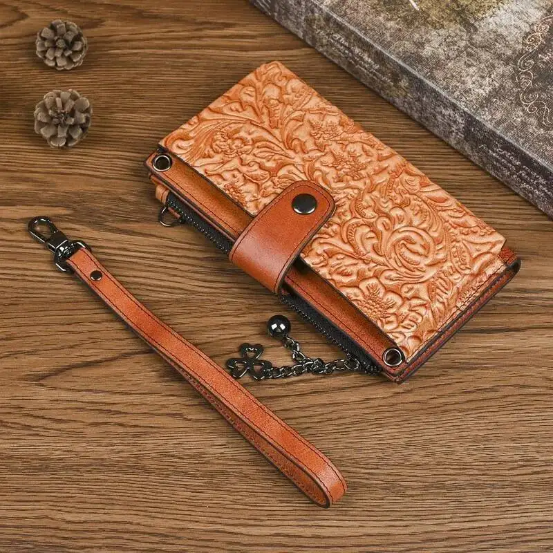 MOTAORA 2025 New Retro Women's Long Wallet Multifunctional Crossbody Genuine Leather Phone Creative Shoulder Bag