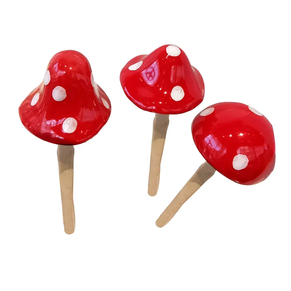 1Pcs Ceramics Mushrooms Decorations Fairy Garden Mushroom Ornament Realistic Mushroom Sculpture Garden Landscape Statue Decors