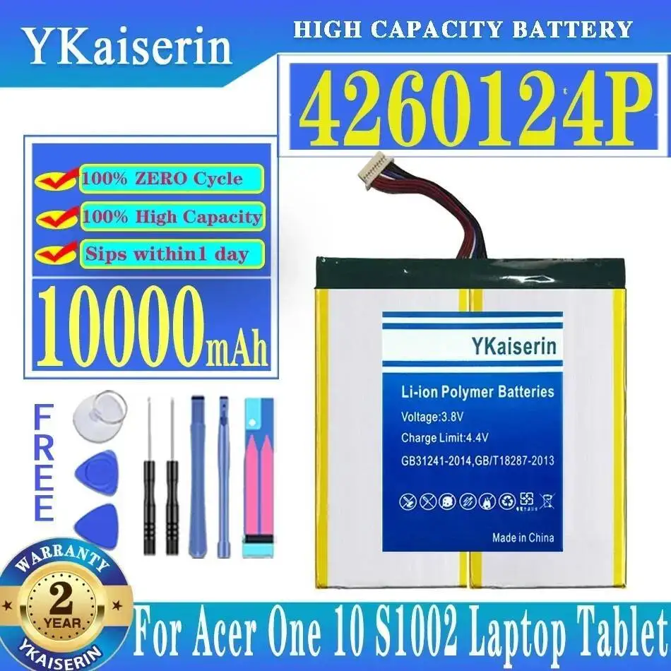 

For Acer Tab One 10 S1002 Tablet Battery 4260124P Long-Lasting 10000Mah