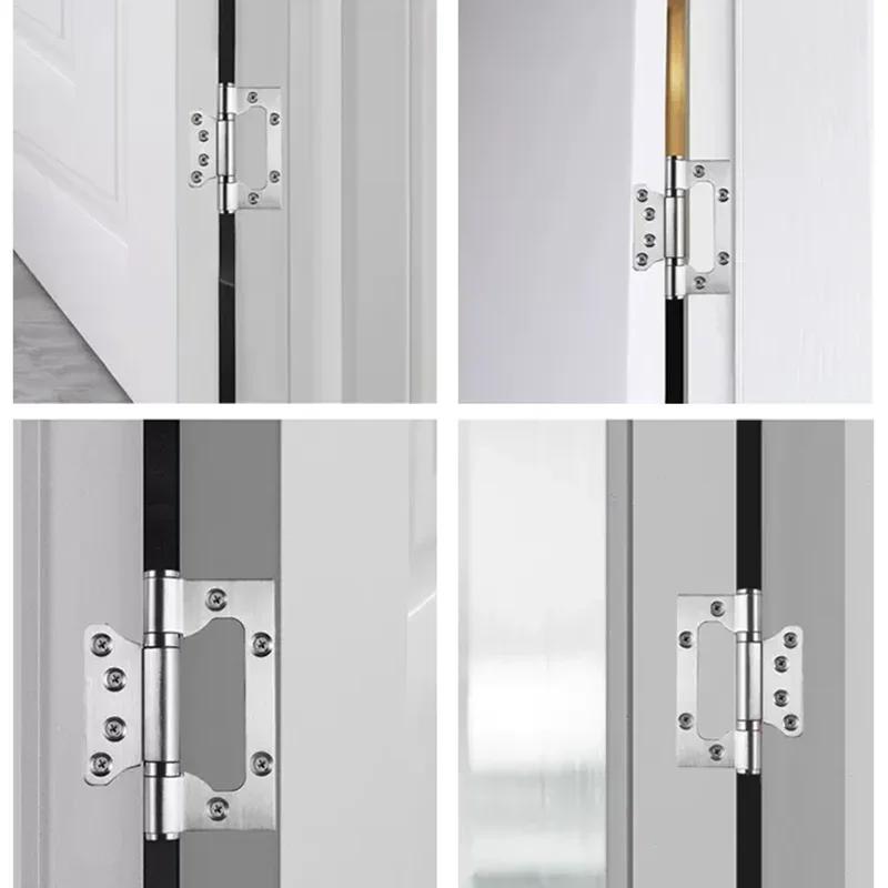 2PCS Stainless Steel Door Hinges 4 Inch Invisible Mute Thickened Bearings Hardware Hinge Accessories for Wooden Doors Window