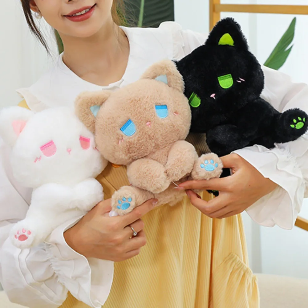 

Модная плюшевая кукла-медведь в стиле эмо, удобная пушистая плюшевая игрушка черного кота, мягкая мягкая кукла-животное, подарок для детей