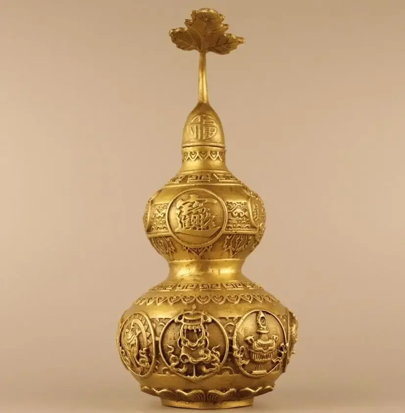 Pure Copper Eight Treasures Gourd Ornament Large Jufu Bao Ping An Entrance Study Living Room Bedroom