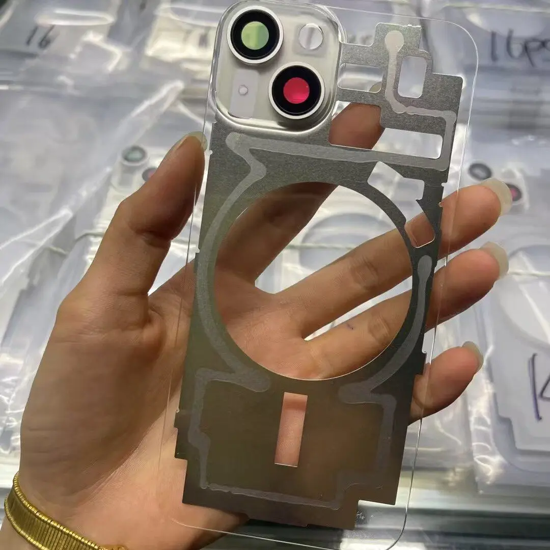Przezroczysta szklana tylna obudowa DIY do iPhone 14 15 16 Plus Pro Max z osłoną obiektywu aparatu, magnesem, cewką, uszczelką i narzędziami - kompletny zestaw do wymiany. — zdjęcie produktu 3