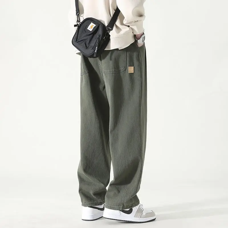 Spring Autumn Y2K Korean Style Vintage Harajuku Trousers Men All Match Loose Casual Wide Leg Workwear Pants Vintage Male Clothes