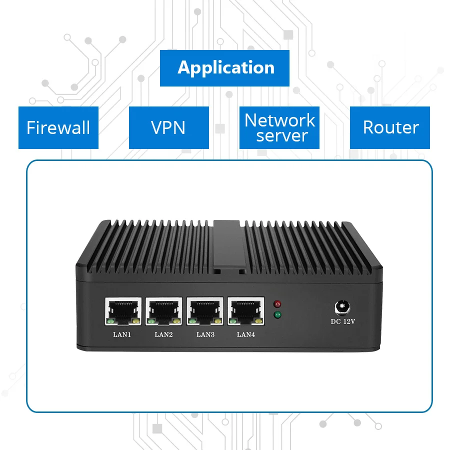 جهاز توجيه جدار الحماية Pfsense بدون مروحة كمبيوتر صغير Celeron J1900 J4125 4 Core 4 Lan Gigabit 10 Linux Openwrt خادم صناعي #2