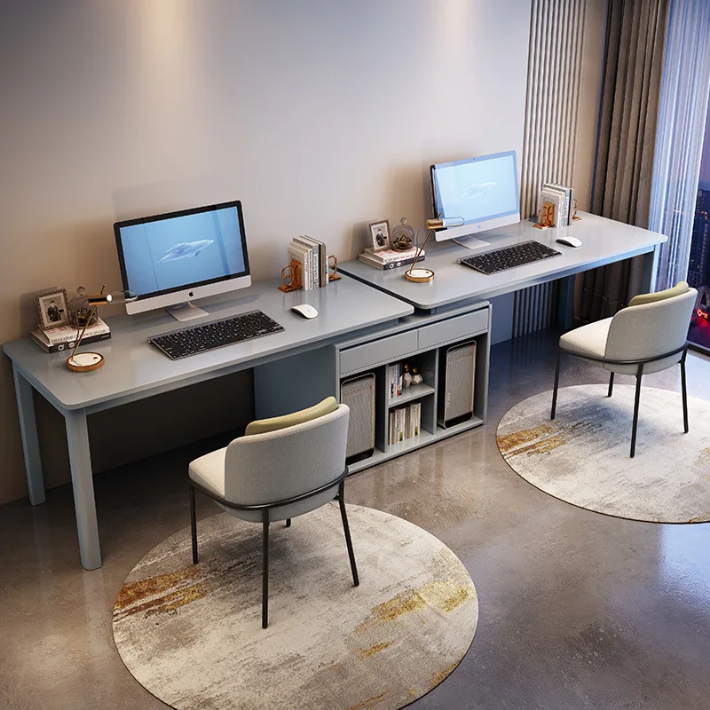

Double desktop computer desk study office study table with locker solid wood desk chassis integrated solid wood table