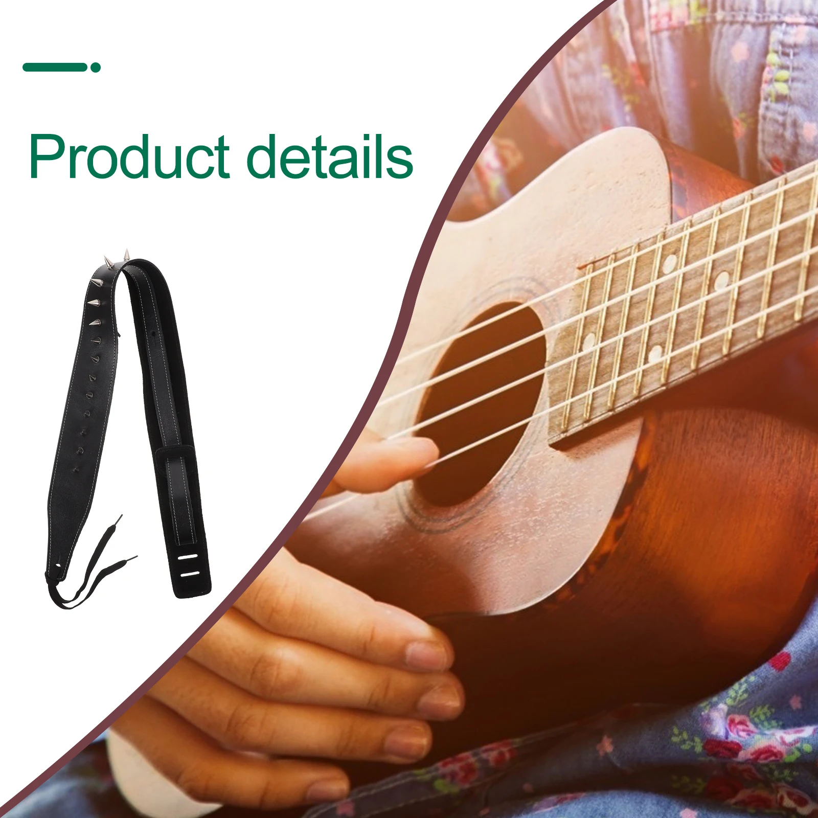 

Long Cowhide Punk Strap Style Adjustable Length Embroidered Design Guitar Decor Guitar Shoulder Belt Strap Bass