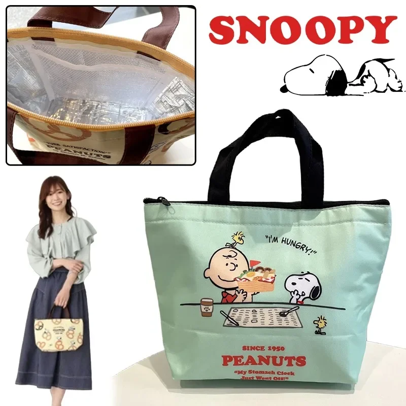 Snoopy Thermal Lunch Bag Waterproof Insulation Cartoon Handbag Cute Student Women Creative Folding Picnic Food Bento Tote Bags