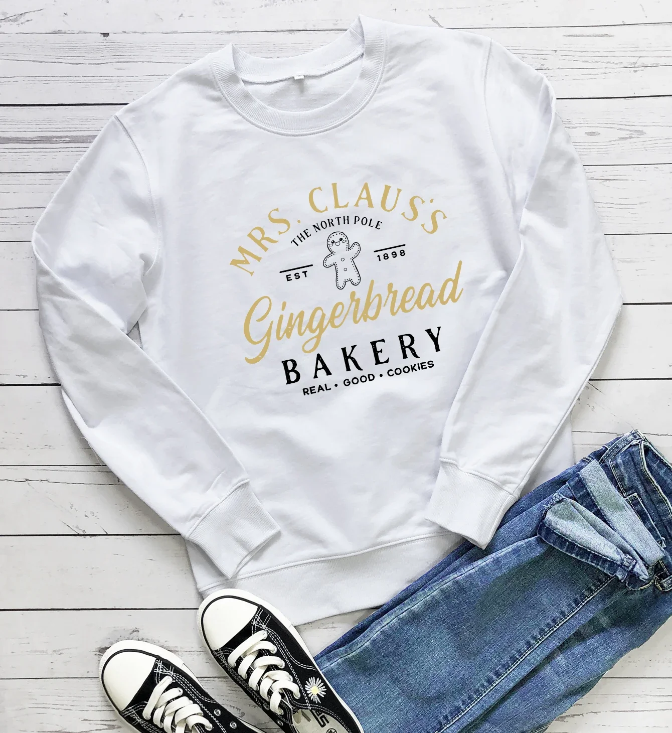 Mrs Claus Gingerbread Colored Sweatshirt Merry Christmas Pullovers Funny Xmas Sweats Women Fashion Holiday Style Vintage Top