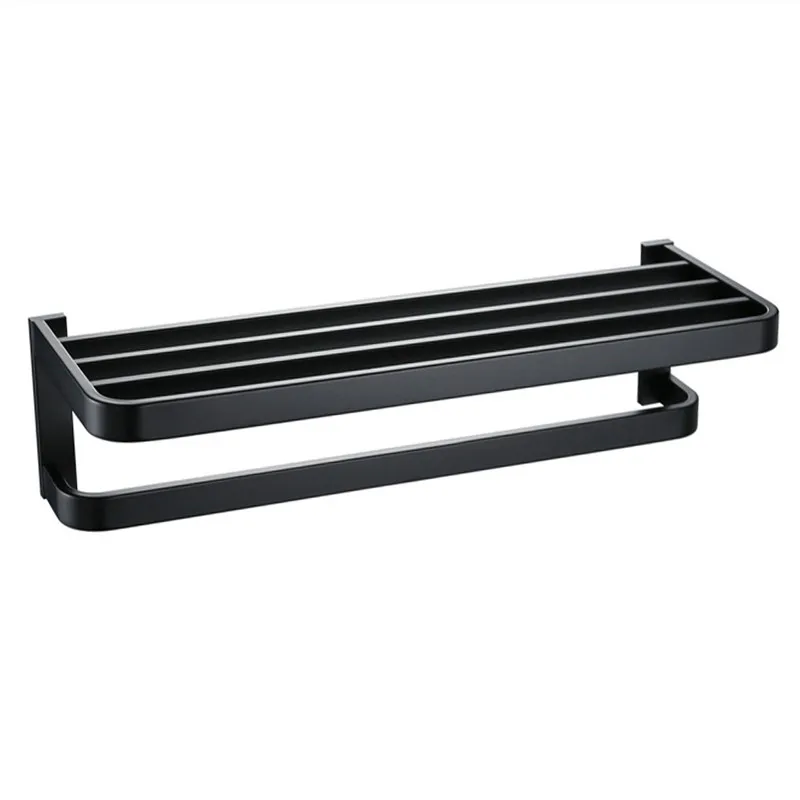 

Modern Toilet European Towel Bar Bathroom Storage Rack Washing Black Bathroom Stainless Steel