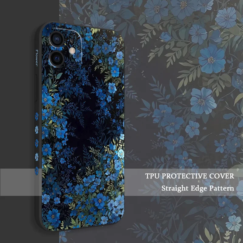 

Mysterious Flower Phone Case For iPhone 12 11 X XR XS 8 7 SE2 Pro Max Plus Mini Liquid Silicone Soft Cover