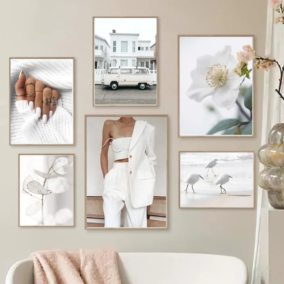 

Fashion Sexy Woman White Wall Art Canvas Painting Modern White Posters And Prints Wall Pictures For Living Room Home Decoration