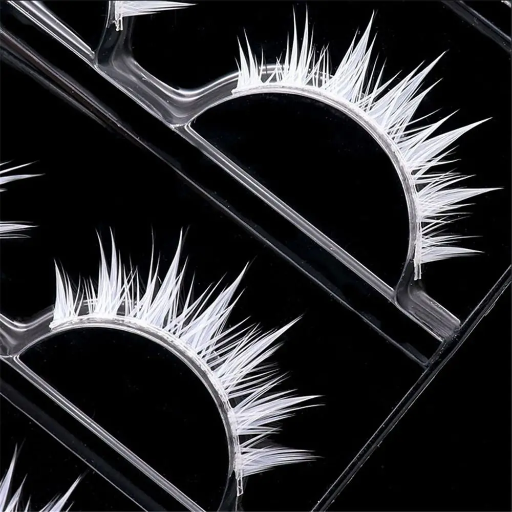 أدوات ماكياج العين هالوين رموش بيضاء مظهر طبيعي قابلة لإعادة الاستخدام الرموش الصناعية حفلة تنكرية تأثيري الرموش البيضاء #4