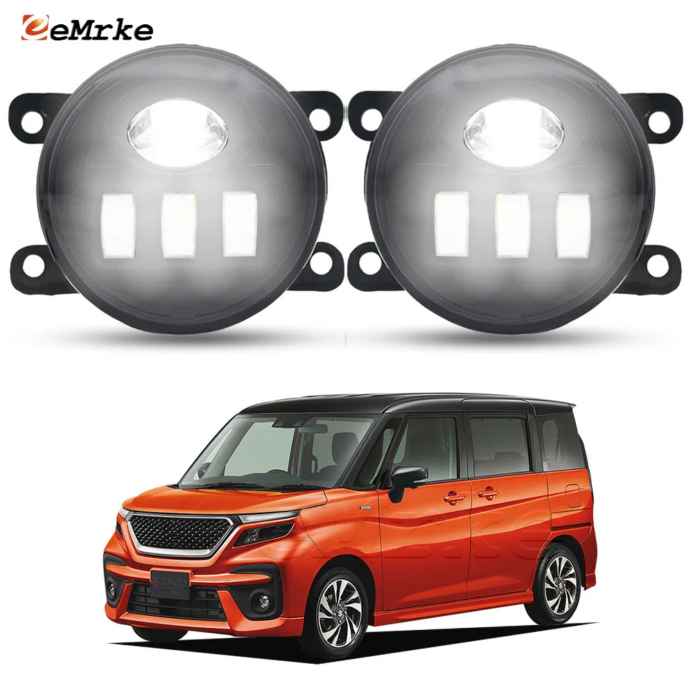 2-PCs Upgrade Led DRL Fog Light Assembly Car PTF with Lens Daytime Running Lamp for Mitsubishi Delica D2 Custom 2021 2022 2023