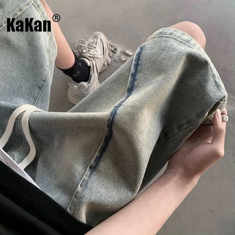 

Kakan - European and American Men's Retro Denim Shorts, Youthful American Five Quarter Shorts, New Denim Jeans