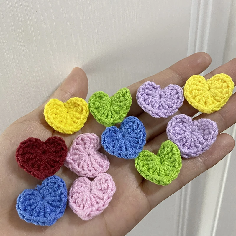 20Pcs/Lot 2.2CM Cotton Knitting Heart Multiple Colors Hat Clothing Decoration Scrapbooking DIY Crafts Handmade Accessories