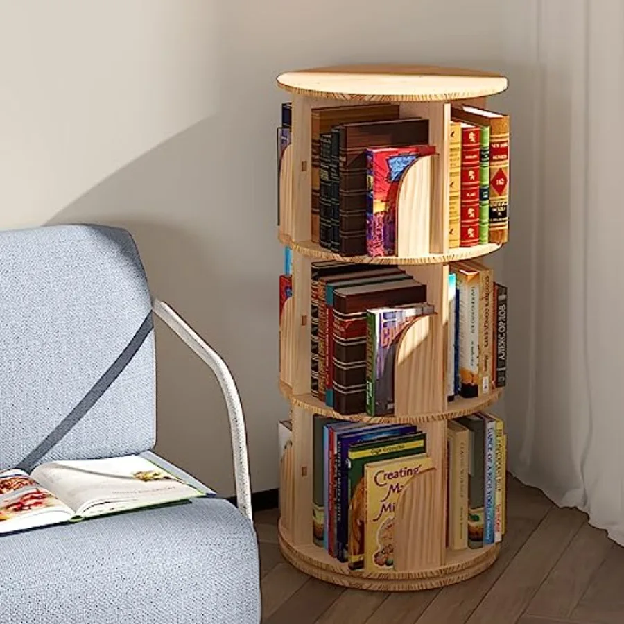 3 Tier 360 Display Rotating Bookshelf Revolving Bookcase for Adults Rotating Bookshelf Tower for Preschoolers' Classrooms Nurse