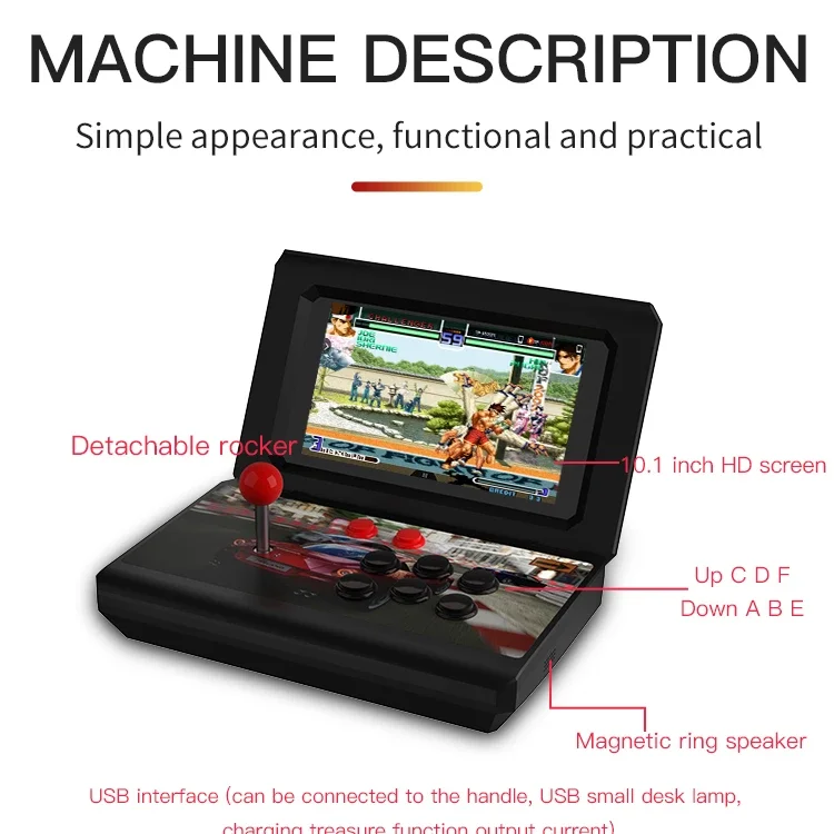 Handheld game machine portable video game player 3000 Retro classics games 10.1inch LCD